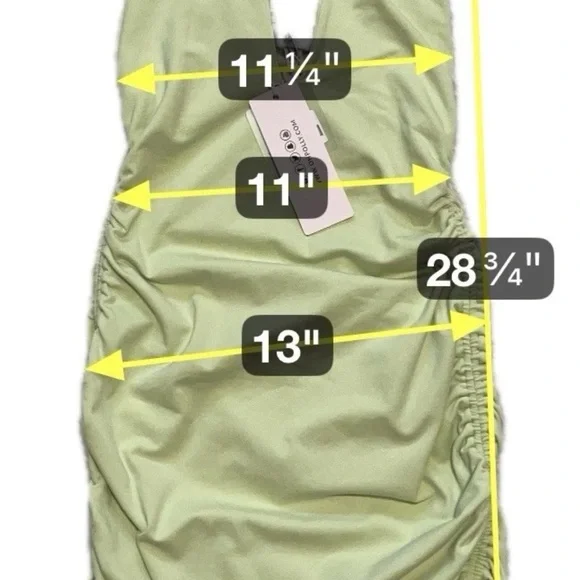 Oh Polly Lime Green Ruched Bodycon Mini Dress Club-Girl Y2K Baddie Size 6 NWT - Picture 7 of 11